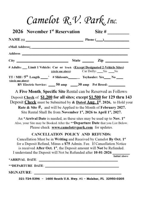 Forms - Camelot RV Park